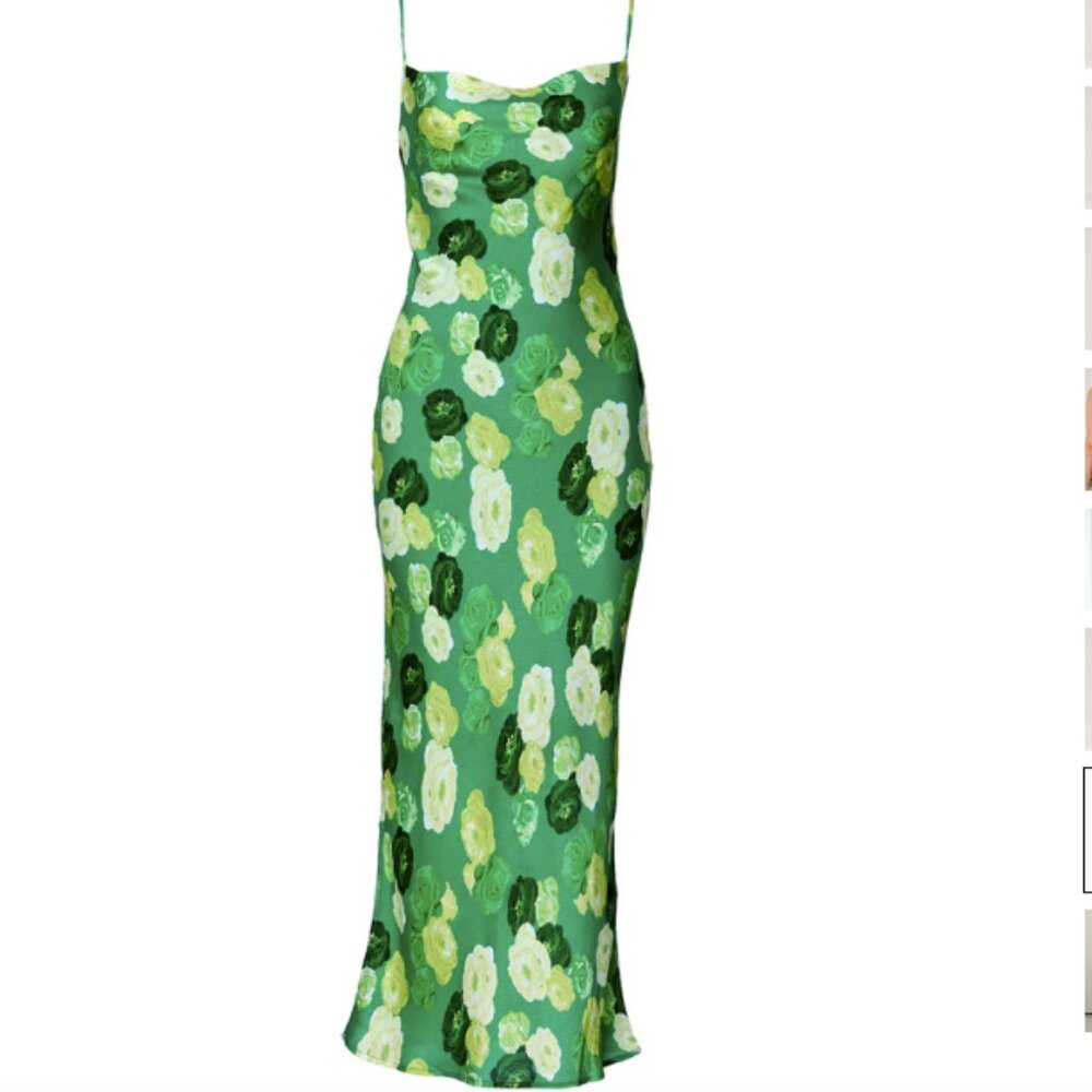 Adoore Vienna Open Back Midi Dress in Green Floral Print Size 6 NEW